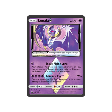 Lunala 62/156 : Joyau Prisme Étoile rare de l'extension Pokémon Ultra-Prisme