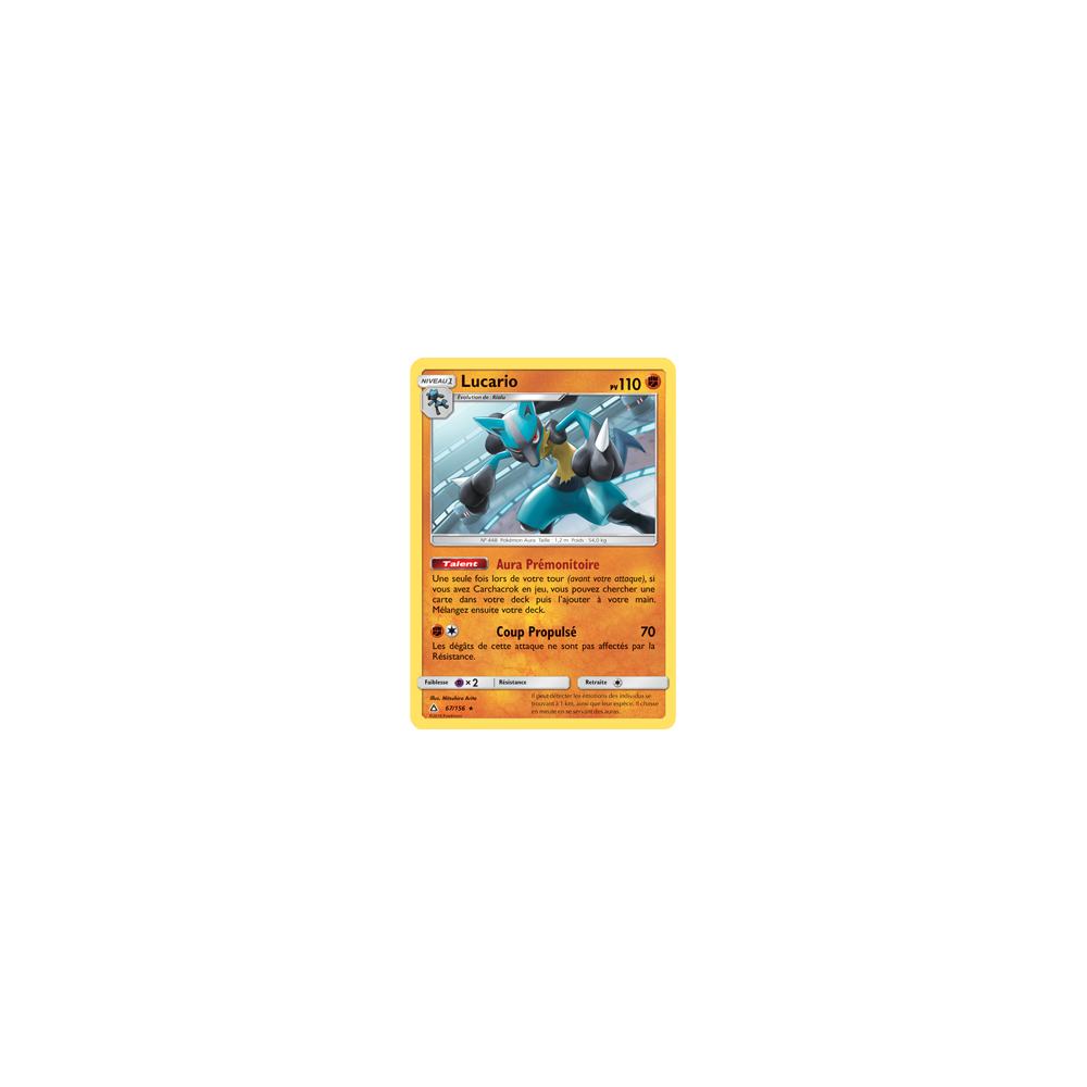 Carte Lucario - Holographique rare de Pokémon Ultra-Prisme 67/156