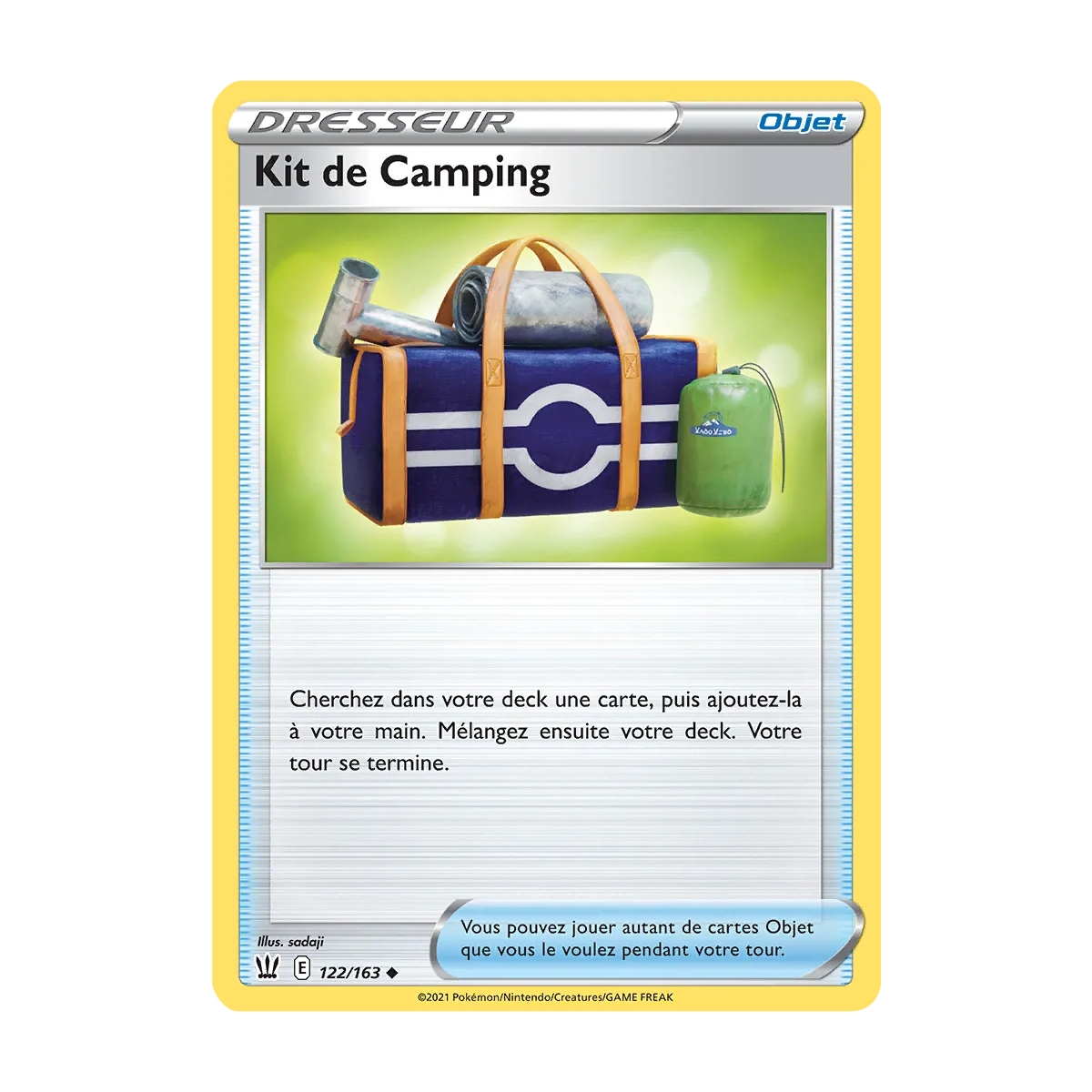 Carte Kit de Camping - Peu commune (Brillante) de Pokémon Épée et Bouclier Styles de Combat 122/163