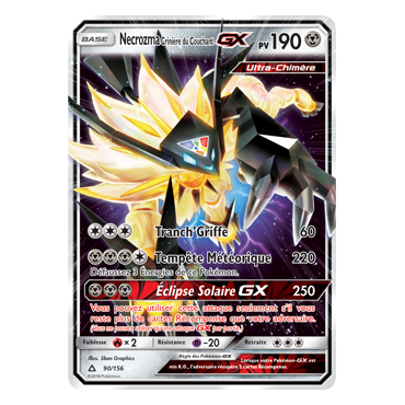 Carte Necrozma Crinière du Couchant - Holographique rare GX de Pokémon Ultra-Prisme 90/156
