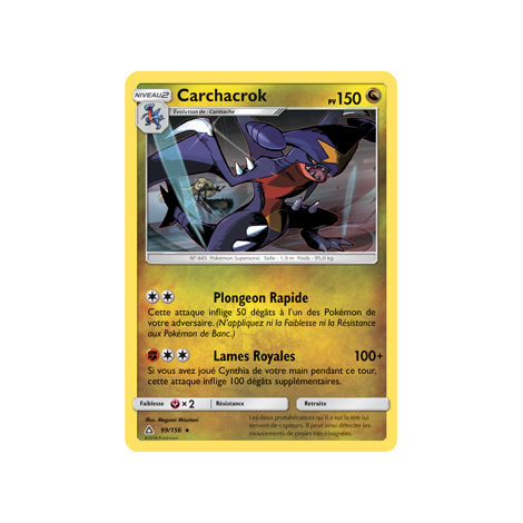 Carchacrok 99/156 : Joyau Rare de l'extension Pokémon Ultra-Prisme