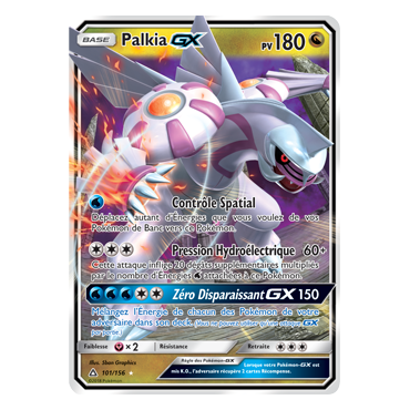 Carte Palkia - Holographique rare GX de Pokémon Ultra-Prisme 101/156