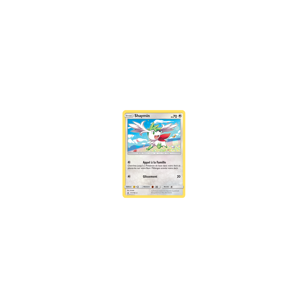 Shaymin 111/156 : Joyau Rare de l'extension Pokémon Ultra-Prisme