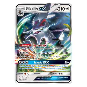 Carte Silvallié - Holographique rare GX de Pokémon Ultra-Prisme 116/156