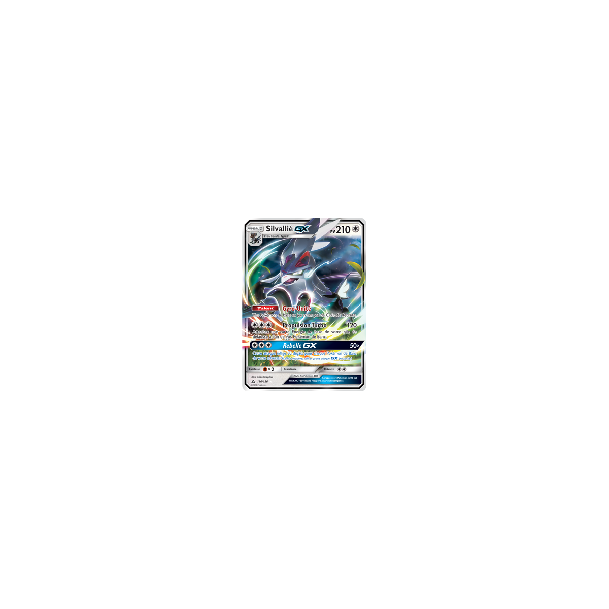 Carte Silvallié - Holographique rare GX de Pokémon Ultra-Prisme 116/156