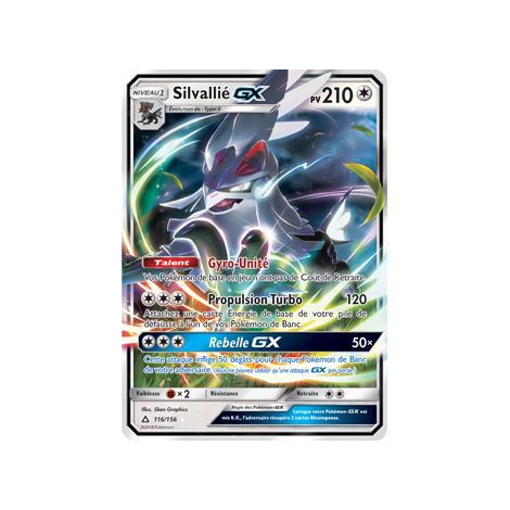 Carte Silvallié - Holographique rare GX de Pokémon Ultra-Prisme 116/156