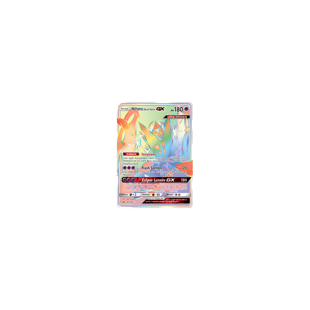 Carte Necrozma Ailes de l'Aurore - Arc-en-ciel rare de Pokémon Ultra-Prisme 161/156