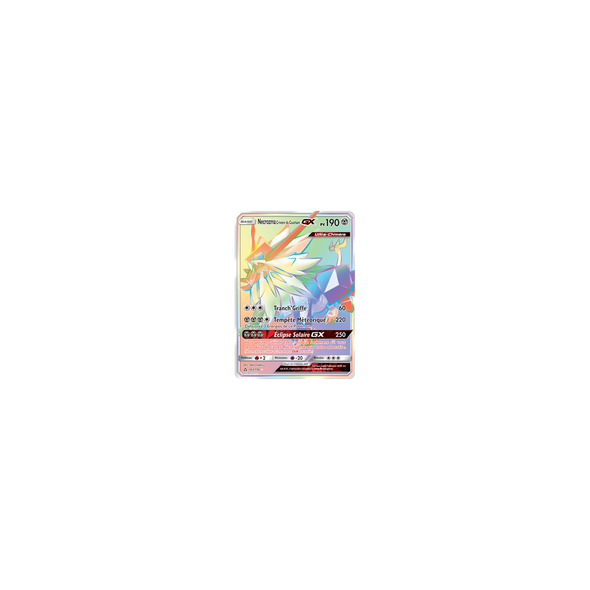 Carte Necrozma Crinière du Couchant - Arc-en-ciel rare de Pokémon Ultra-Prisme 163/156