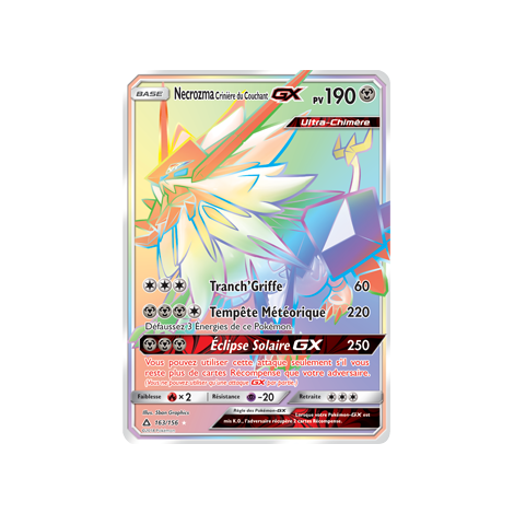 Carte Necrozma Crinière du Couchant - Arc-en-ciel rare de Pokémon Ultra-Prisme 163/156