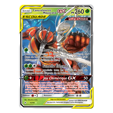Cancrelove et Mouscoto 1/214 : Joyau Holographique rare GX de l'extension Pokémon Alliance Infaillible
