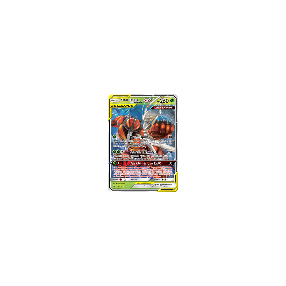 Cancrelove et Mouscoto 1/214 : Joyau Holographique rare GX de l'extension Pokémon Alliance Infaillible