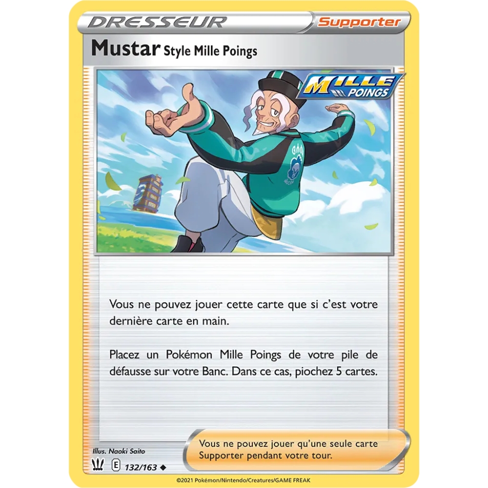 Carte Mustar Style Mille Poings - Peu commune (Brillante) de Pokémon Épée et Bouclier Styles de Combat 132/163