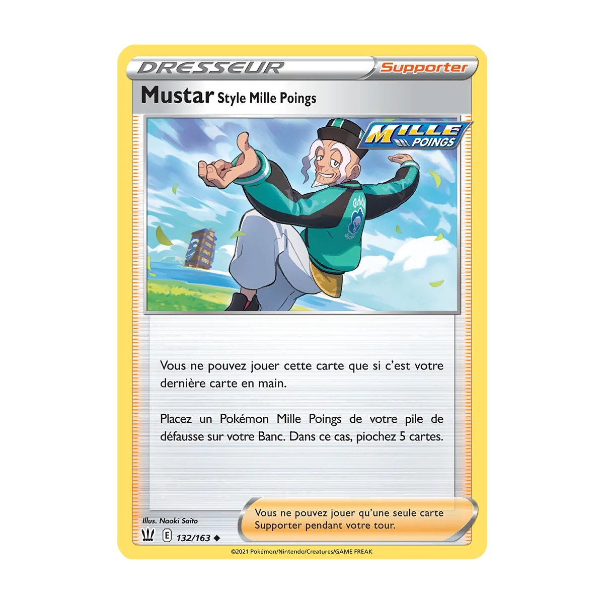 Carte Mustar Style Mille Poings - Peu commune (Brillante) de Pokémon Épée et Bouclier Styles de Combat 132/163