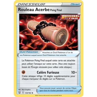 Carte Rouleau Acerbe Poing Final - Peu commune (Brillante) de Pokémon Épée et Bouclier Styles de Combat 133/163