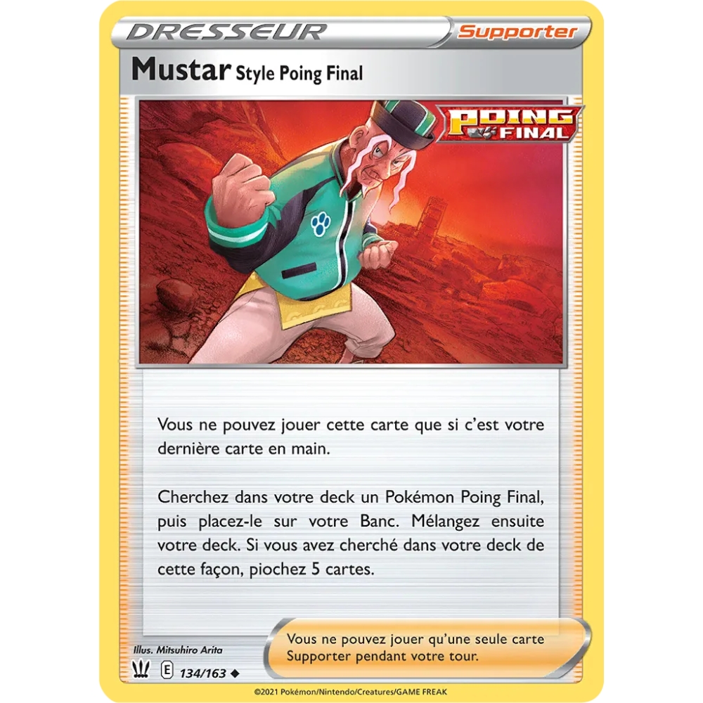 Carte Mustar Style Poing Final - Peu commune (Brillante) de Pokémon Épée et Bouclier Styles de Combat 134/163