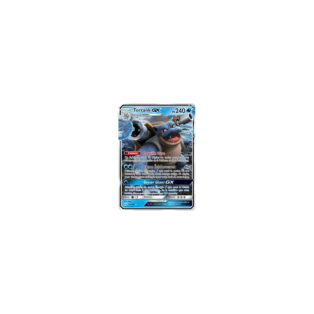 Carte Tortank - Holographique rare GX de Pokémon Alliance Infaillible 35/214