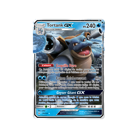 Carte Tortank - Holographique rare GX de Pokémon Alliance Infaillible 35/214