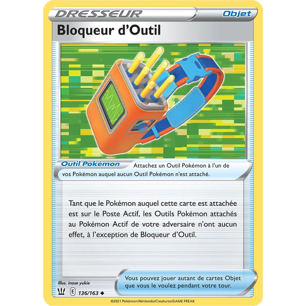 Carte Bloqueur d'Outil - Peu commune (Brillante) de Pokémon Épée et Bouclier Styles de Combat 136/163