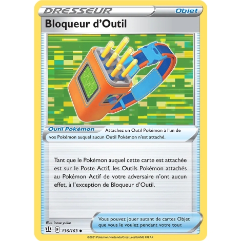 Carte Bloqueur d'Outil - Peu commune (Brillante) de Pokémon Épée et Bouclier Styles de Combat 136/163