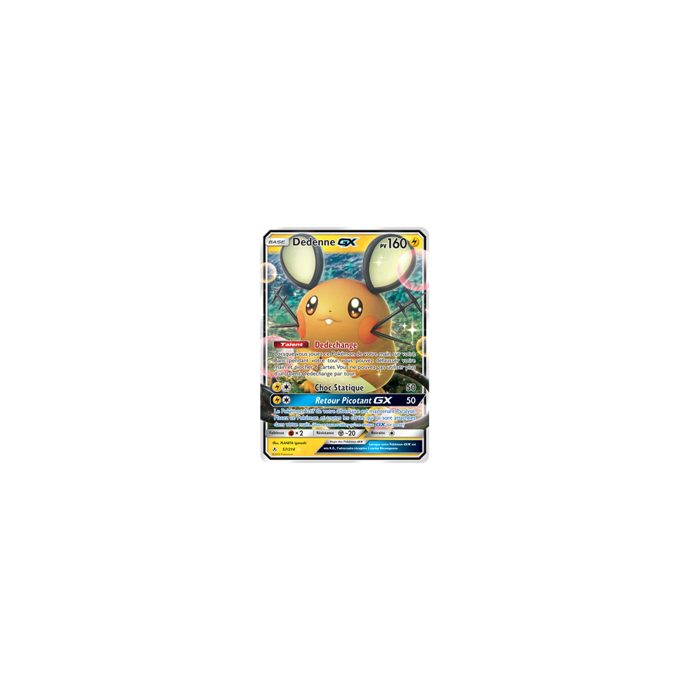 Carte Dedenne - Holographique rare GX de Pokémon Alliance Infaillible 57/214