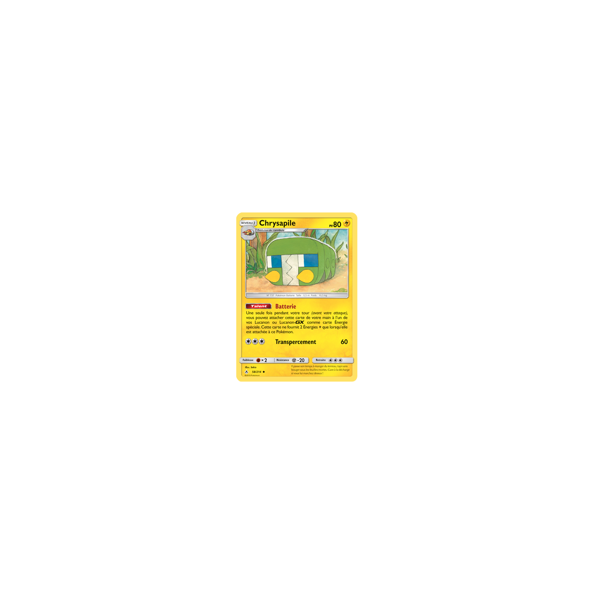 Chrysapile 58/214 : Joyau Peu commune de l'extension Pokémon Alliance Infaillible