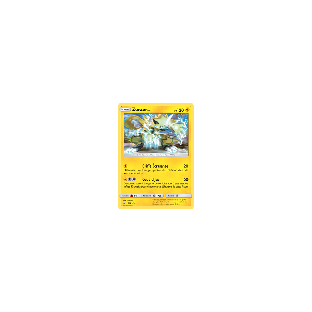 Découvrez Zeraora, carte Rare de la série Alliance Infaillible