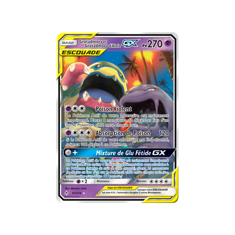 Grotadmorv et Grotadmorv d'Alola 61/214 : Joyau Holographique rare GX de l'extension Pokémon Alliance Infaillible