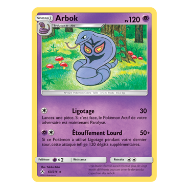 Découvrez Arbok, carte Rare de la série Alliance Infaillible