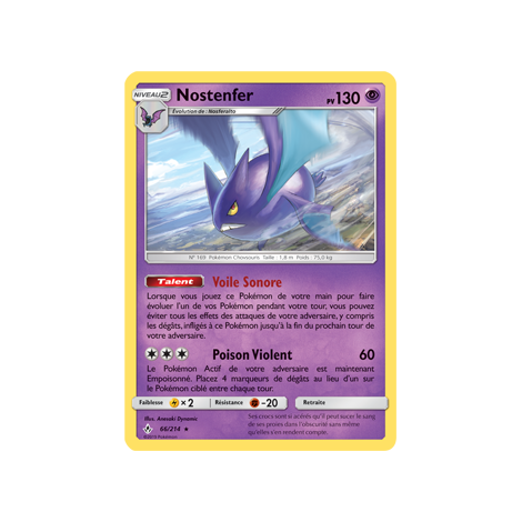 Carte Nostenfer - Holographique rare de Pokémon Alliance Infaillible 66/214