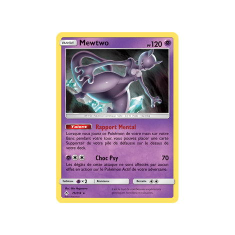 Découvrez Mewtwo, carte Rare de la série Alliance Infaillible