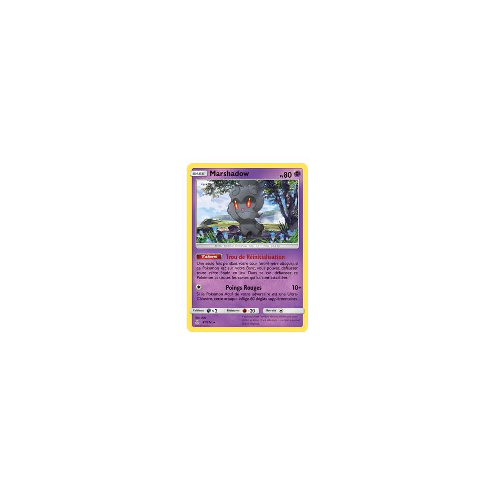 Découvrez Marshadow, carte Holographique rare de la série Alliance Infaillible