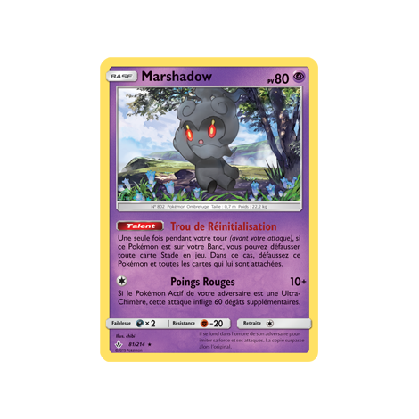 Découvrez Marshadow, carte Holographique rare de la série Alliance Infaillible