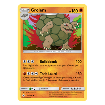 Carte Grolem - Holographique rare de Pokémon Alliance Infaillible 89/214