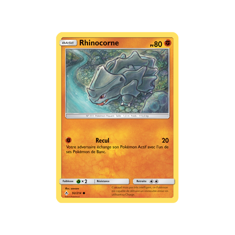 Rhinocorne 92/214 : Joyau Commune de l'extension Pokémon Alliance Infaillible