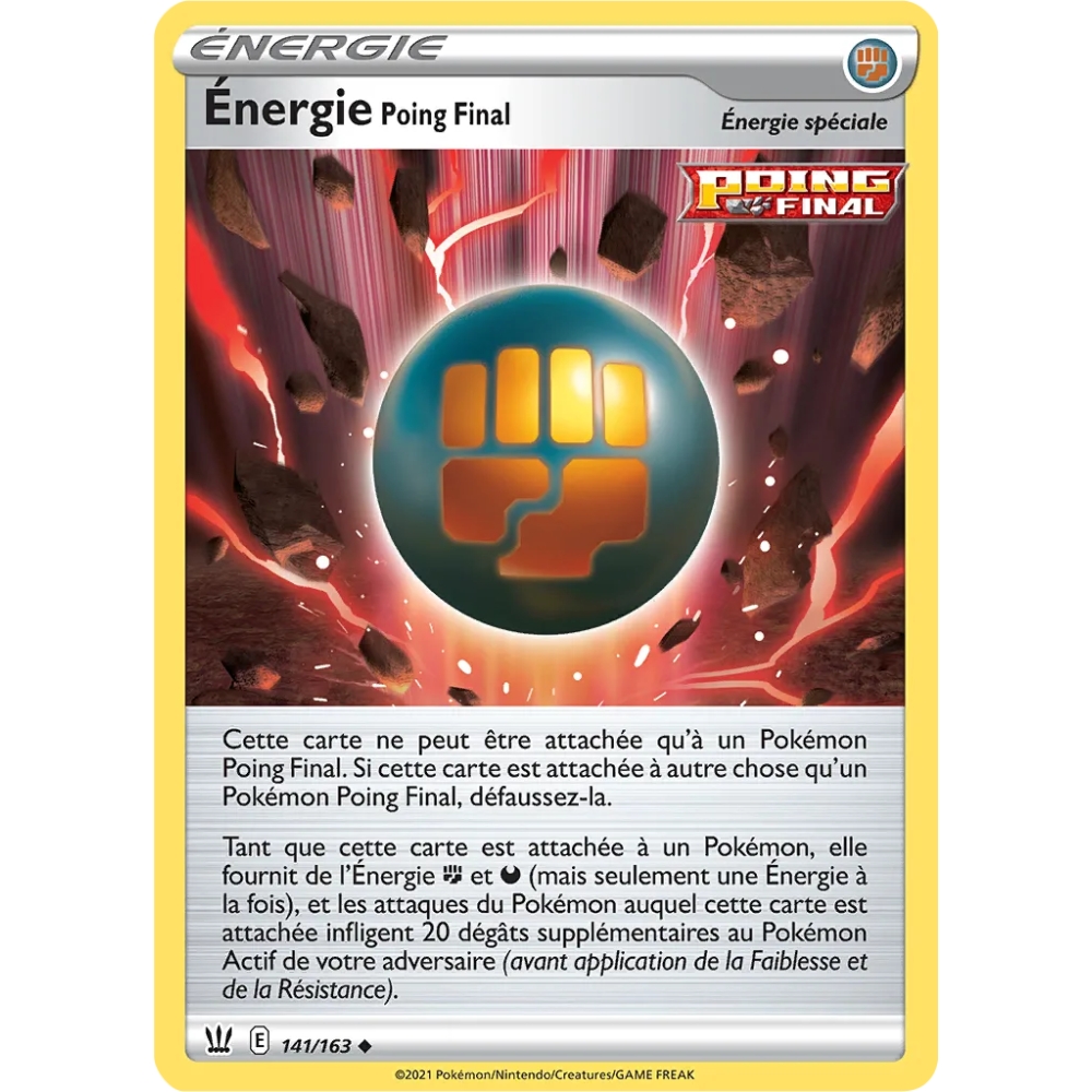 Énergie Poing Final 141/163 : Joyau Peu commune (Brillante) de l'extension Pokémon Épée et Bouclier Styles de Combat