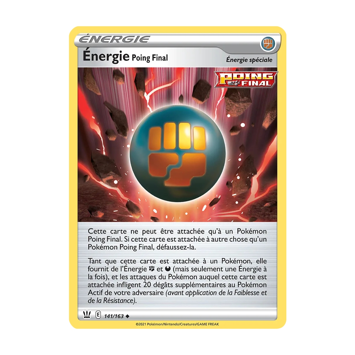 Énergie Poing Final 141/163 : Joyau Peu commune (Brillante) de l'extension Pokémon Épée et Bouclier Styles de Combat