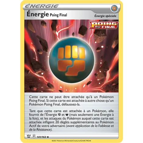 Énergie Poing Final 141/163 : Joyau Peu commune (Brillante) de l'extension Pokémon Épée et Bouclier Styles de Combat