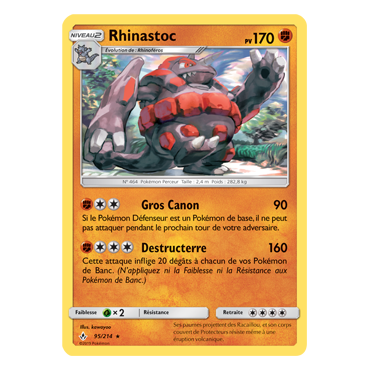 Carte Rhinastoc - Rare de Pokémon Alliance Infaillible 95/214