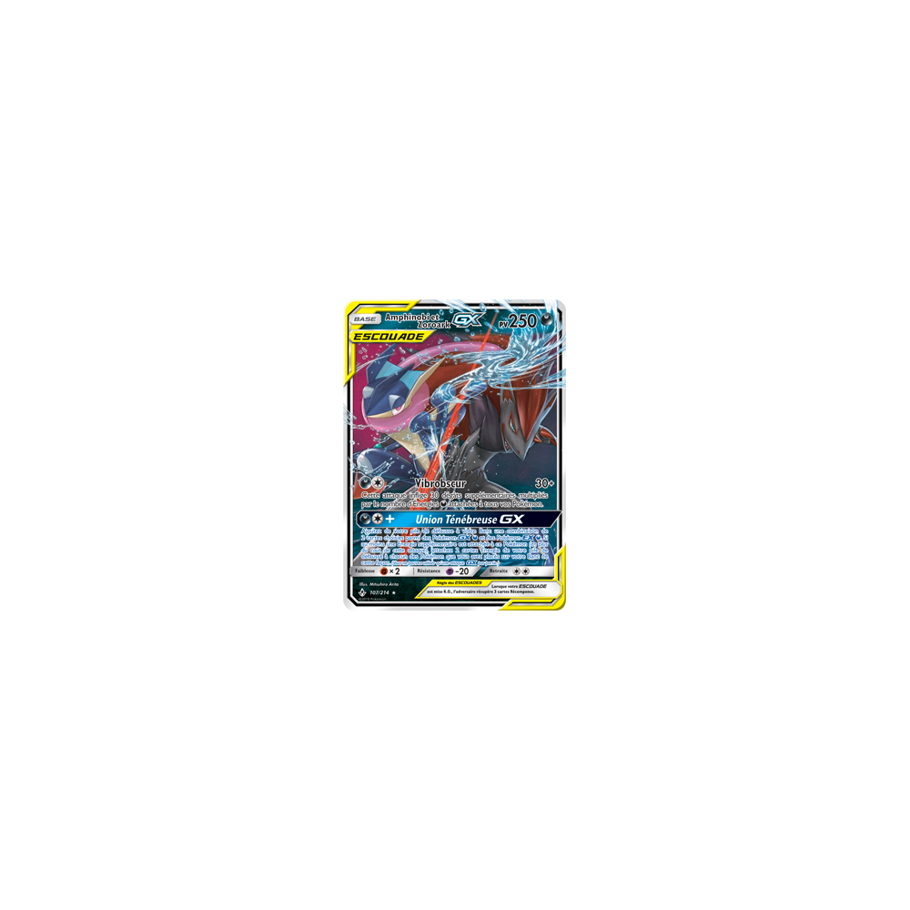 Carte Amphinobi et Zoroark - Holographique rare GX de Pokémon Alliance Infaillible 107/214