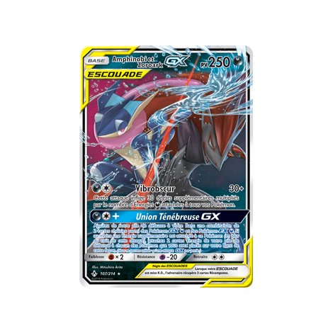 Carte Amphinobi et Zoroark - Holographique rare GX de Pokémon Alliance Infaillible 107/214