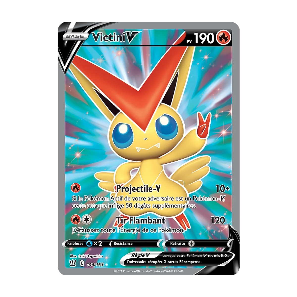 Victini 144/163 : Joyau Ultra rare de l'extension Pokémon Épée et Bouclier Styles de Combat