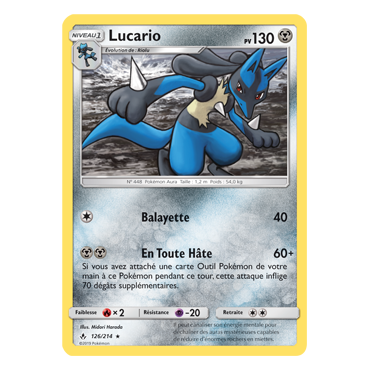 Carte Lucario - Holographique rare de Pokémon Alliance Infaillible 126/214