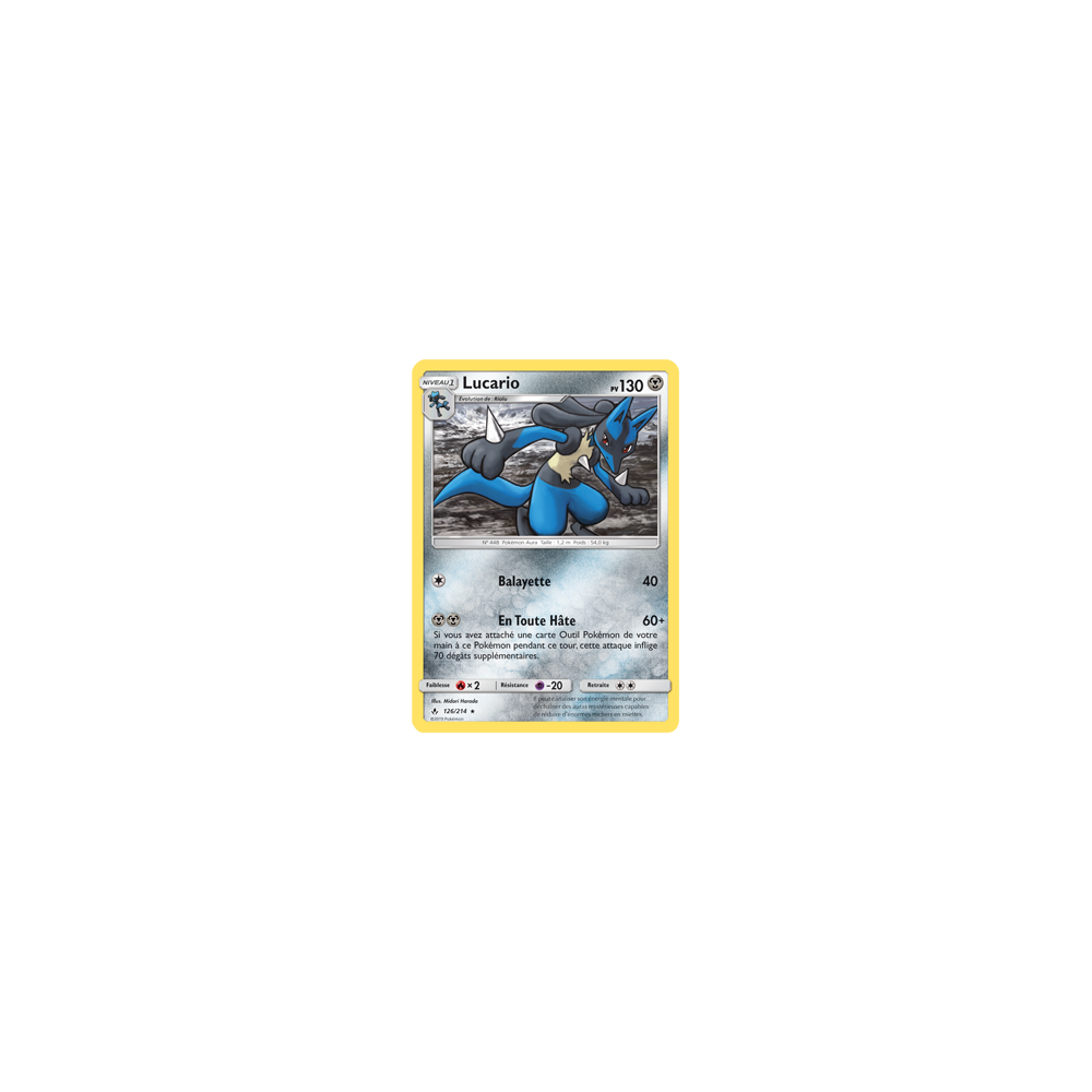 Carte Lucario - Holographique rare de Pokémon Alliance Infaillible 126/214