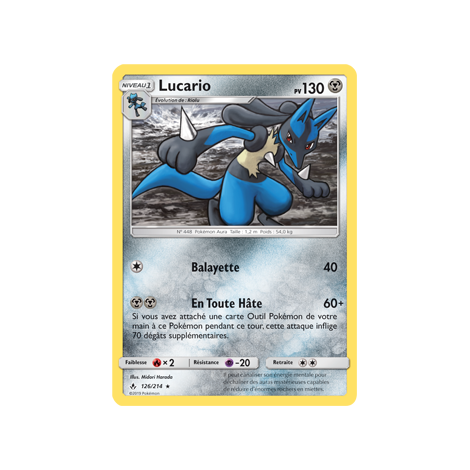 Carte Lucario - Holographique rare de Pokémon Alliance Infaillible 126/214