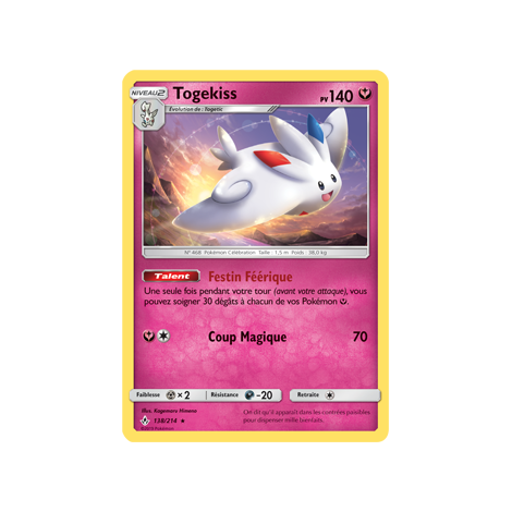 Découvrez Togekiss, carte Holographique rare de la série Alliance Infaillible