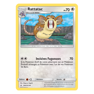 Carte Rattatac - Peu commune de Pokémon Alliance Infaillible 144/214