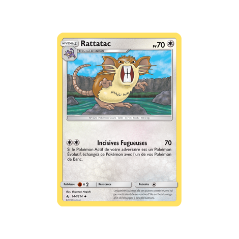 Carte Rattatac - Peu commune de Pokémon Alliance Infaillible 144/214