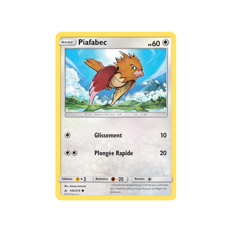 Carte Piafabec - Commune de Pokémon Alliance Infaillible 145/214