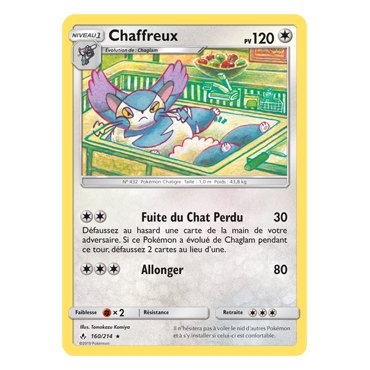 Carte Chaffreux - Rare de Pokémon Alliance Infaillible 160/214