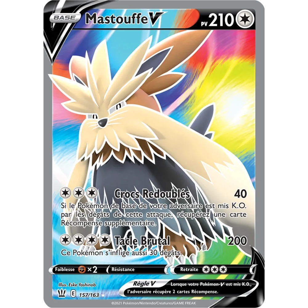 Mastouffe 157/163 : Joyau Ultra rare de l'extension Pokémon Épée et Bouclier Styles de Combat